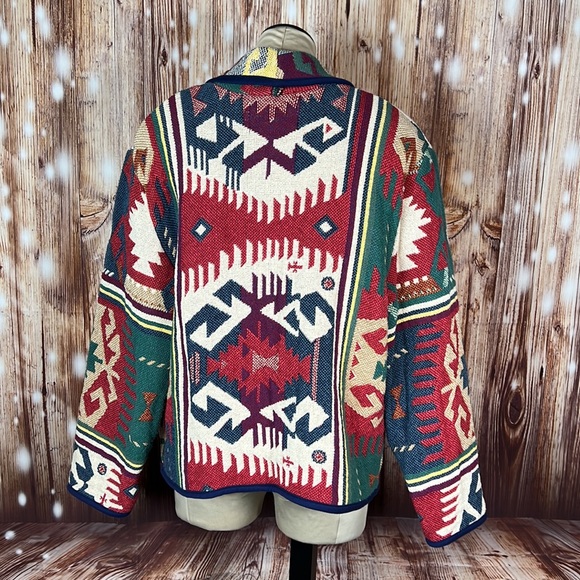 Vintage Kokopelli New Mexico Southwestern Blanket Jacket Large - Picture 3 of 3